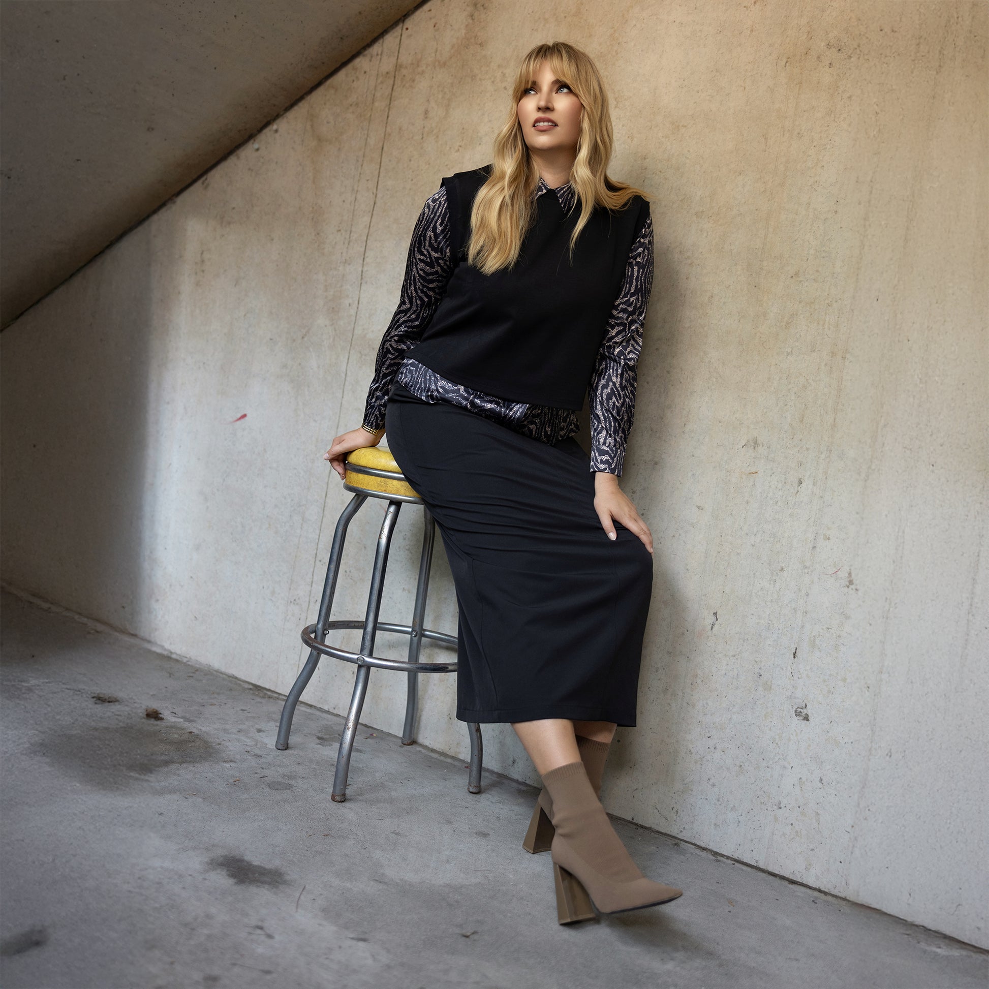 Crepe Straight Skirt