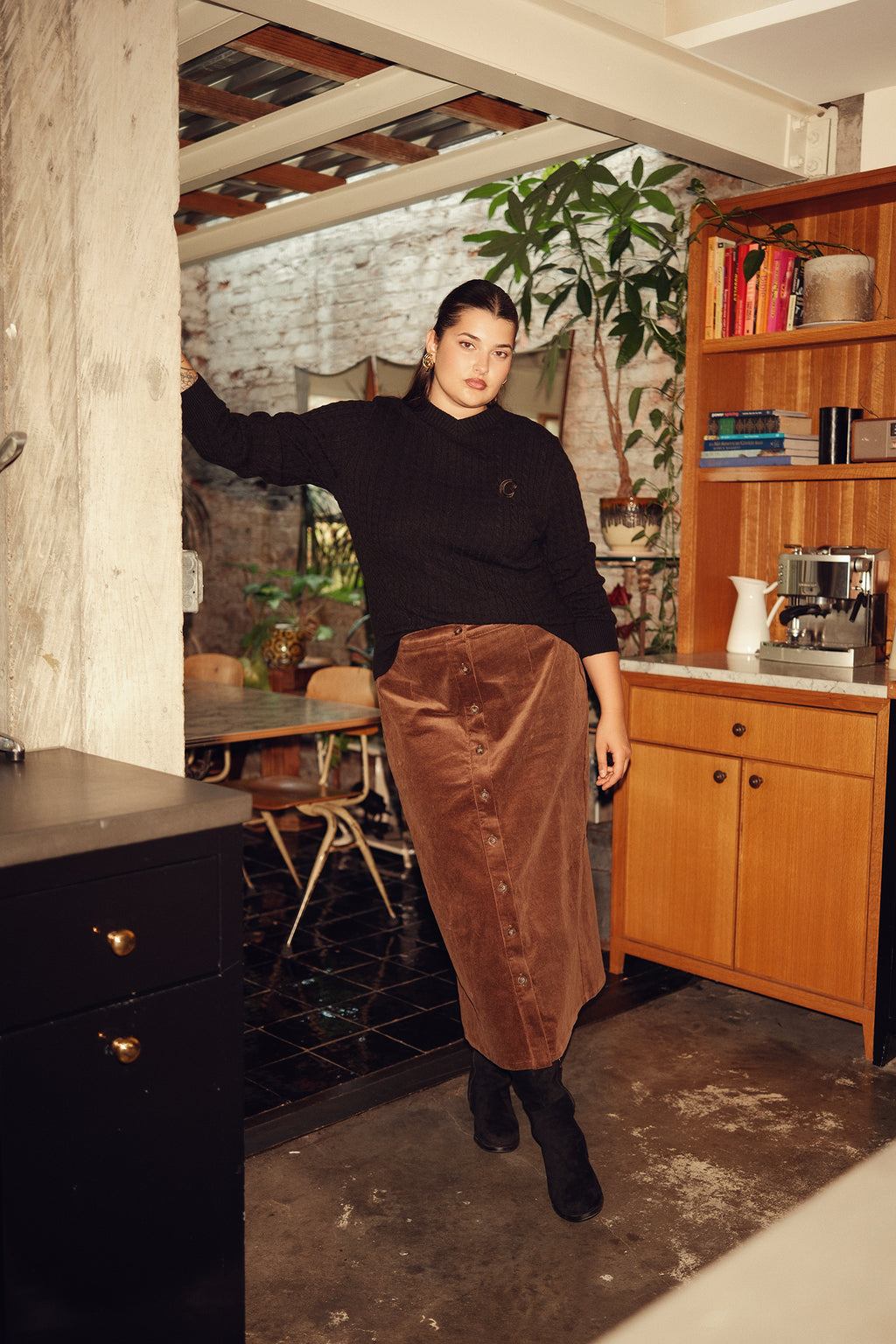 Cord Button Skirt