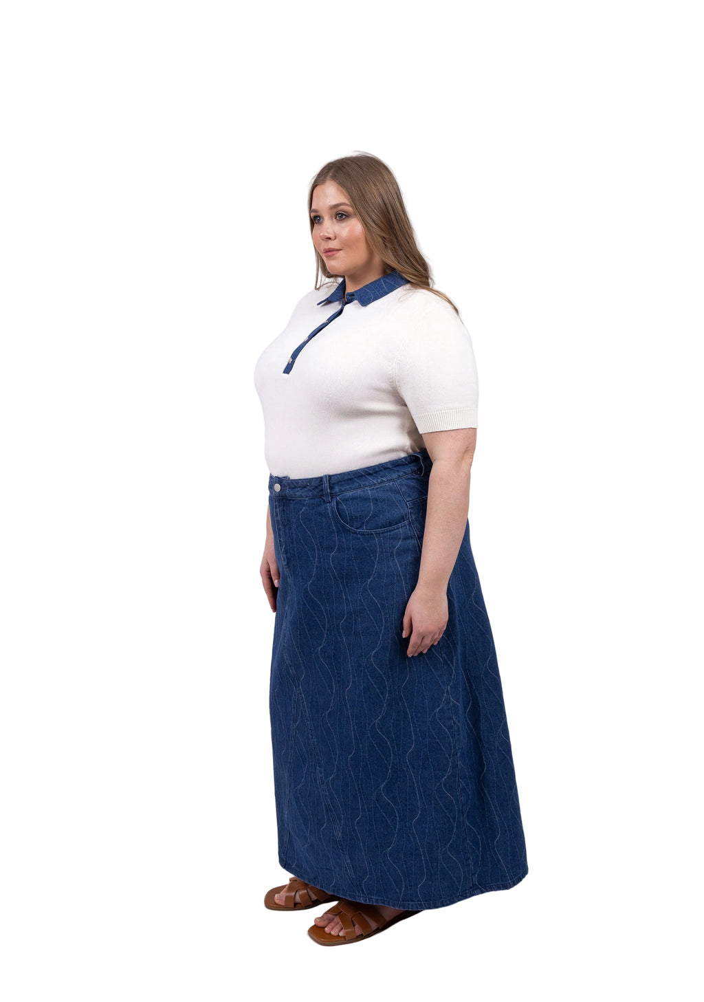 Denim Collar Sweater