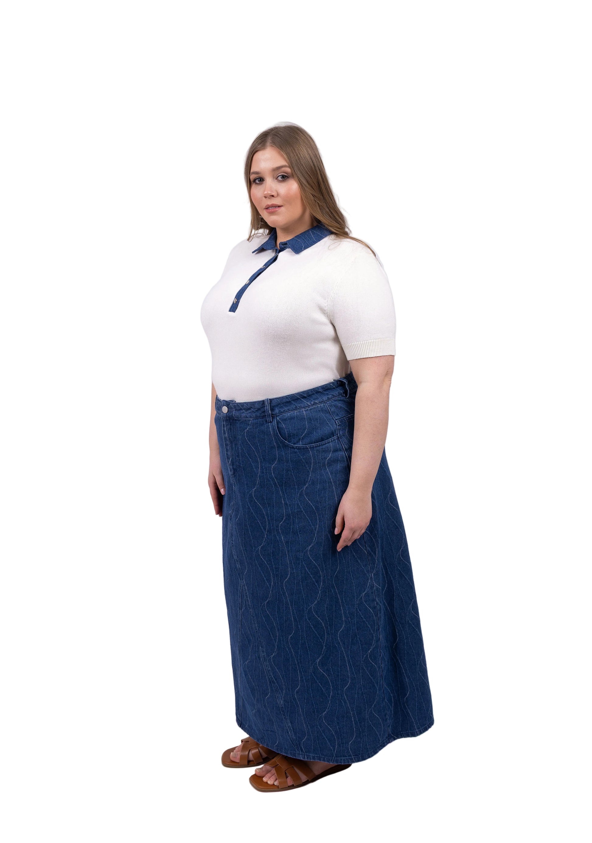 Denim Collar Sweater