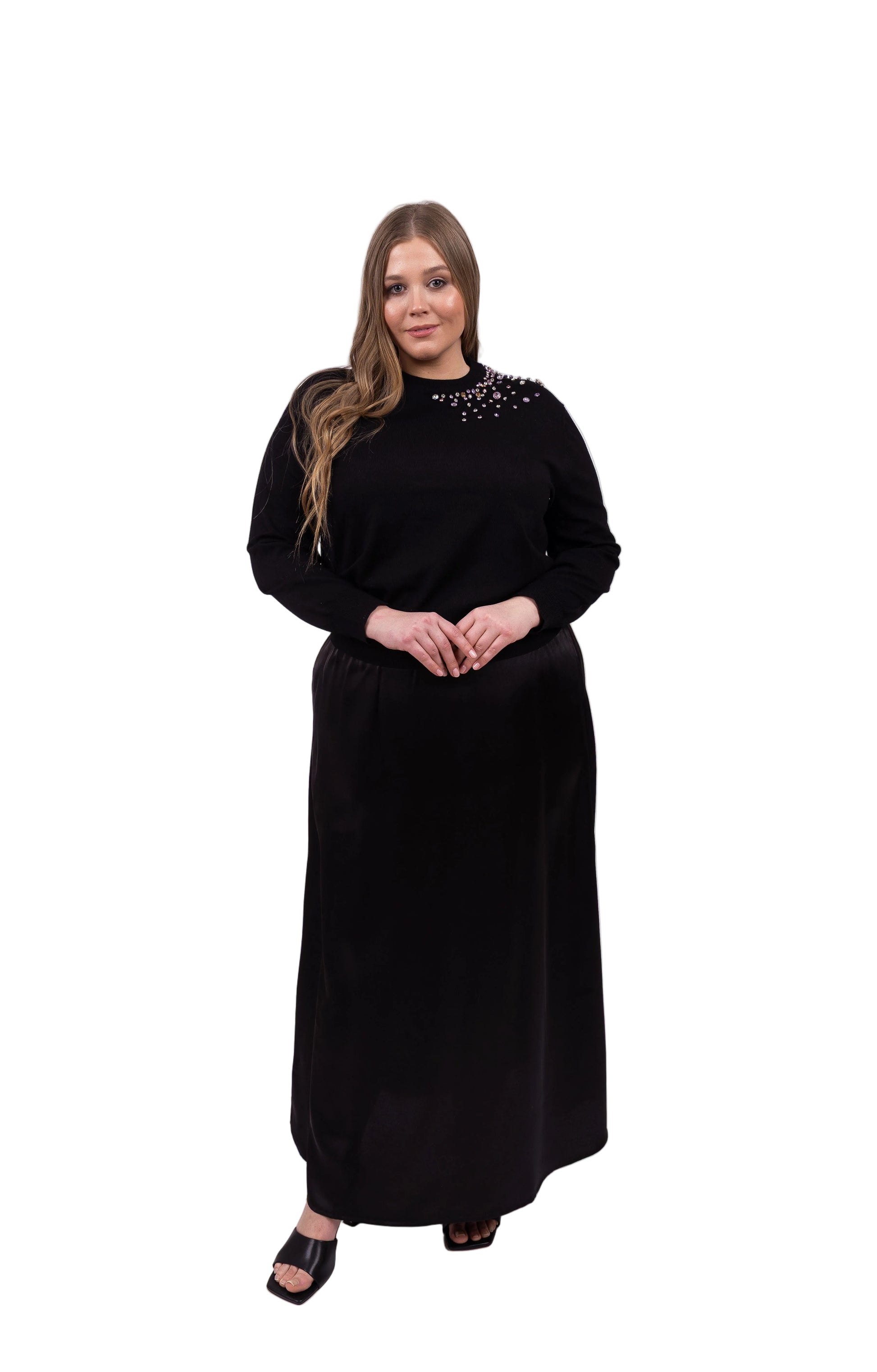 Crew Neck Beaded Sweaters