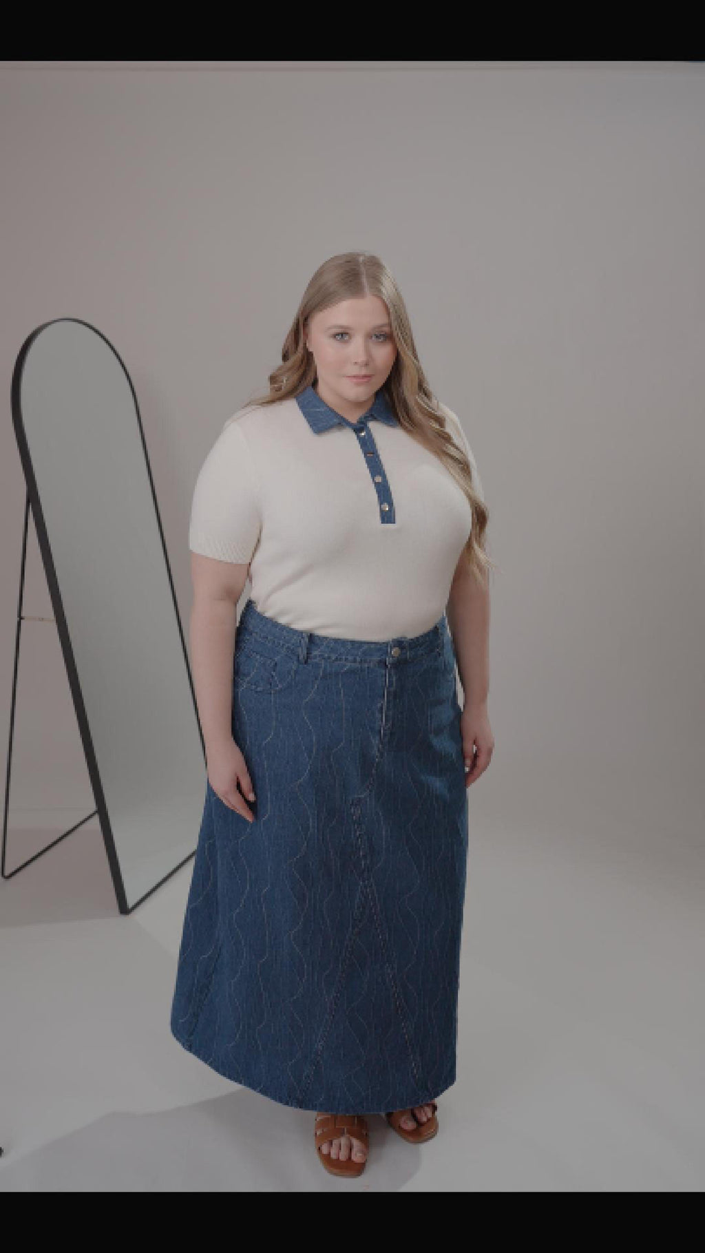 Denim Collar Sweater